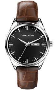 Mönstrat, brunt läderarmband, för den där extra knarriga knorren av sofistikerad elegans - Aistrup Classic 78 Mens Day-Date AIW7803