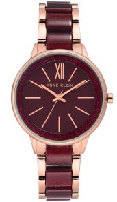 Elegant stålklocka för stilmedvetna damer - Anne Klein Rose Gold Maroon AK/1412RGBY
