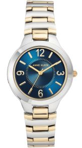Kvartsur för damer, med kurviga former - Anne Klein Navy Blue Silver AK/1451 NVTT
