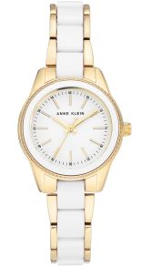 Vitt armbandsur med en guldkant som kamoflerar - Anne Klein Trend AK/3212WTGB