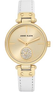 Damur med vitt läderarmband och guldfärgad boett - Anne Klein Gold White AK/3380CHWT