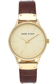 Klassisk design med lika klassiskt läderarmband - Anne Klein Gold Brown AK/3550CHBN