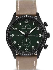 Läder, stål och extra urskivor - Vincero The Altitude Matte Black/Pine Grn-Bla-A08