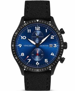Sekundär tidszon, så du kan simma lugnt och långt - Vincero The Altitude - Matte Black/Cobalt Bla-Cob-A09