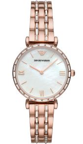 Rödguldsskönhet med pärlemorsurtavla - Emporio Armani Gianni T-Bar AR11294