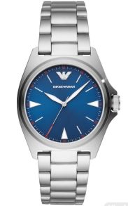 Blå urtavla omgiven av silverfärgat stål - Emporio Armani Nicola AR11307