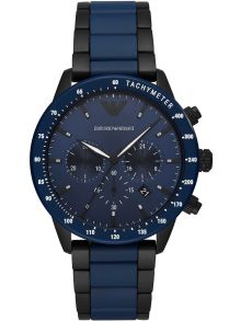 Funktionell stålklocka i svart och blått - Emporio Armani Mario AR70001