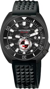 Svart hartsarmband, svart stålboett - Nethuns Aqua Steel 300M Automatic Diver AS331