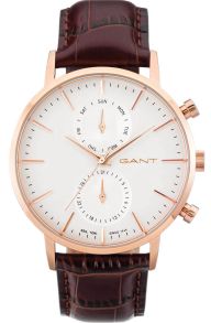 Stiligt herrur med läckert brunt läderarmband - Gant Park Hill II Day Date IPR W11203