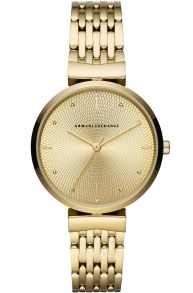 Guldfärgad stålklocka för kvinnor, med guldfärgad urtavla och guldfärgade detaljer - Armani Exchange Zoe AX5902