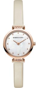 Krämfärgat läderarmband och snygg urtavla - BCBG Max Azria Ladies BG50997004