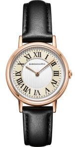 Boett i rödguldfärgat stål och armband i svart läder - BCBG Max Azria Ladies BG51002001
