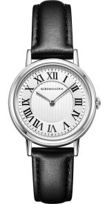 Myndig elegans med svart läderarmband, tidlös stil med romerska siffror - BCBG Max Azria Ladies BG51002003