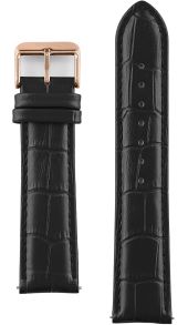 Armband i svart med spänne i rödguld - Vincero Black Croc Rose Gold Strap 22mm Bla-Rg-R01