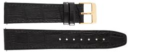 20 mm svart läderarmband med guldspänne - 20mm Leather Strap Black Croco Gold IHS1005