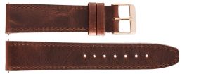 Brunt läderarmband med spänne i rödguld - 20mm Leather Strap Brown Rosegold IHS1012