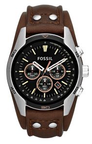 Herrur med brett, brunt läderarmband - Fossil Coachman CH2891