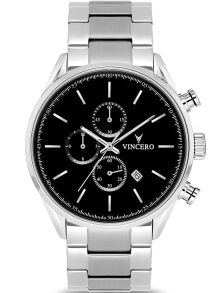 Inga krusiduller, trots tre extra urskivor - Vincero Chrono S Black/Silver Steel Bla-SilM-S22