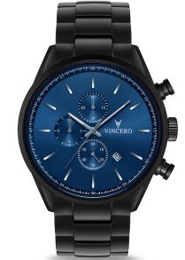 Vincero kronograf-klocka för herrar - Vincero Chrono S Blue/Black Steel Bla-BluM-S28