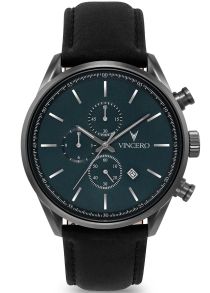 Svart läderarmband och resten i gunmetal - Vincero Chrono S Gunmetal/Slate Blue SlaB-Bla-S31
