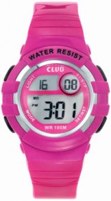 Kvartsur med gummiarmband och 10 bar vattentäthet = man kan simma med den - Club 100m Pink A47101P14E