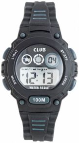 Svart digitalklocka med gummiarmband, för ungdom - Club 100m Black A47112SS5E