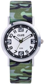Billig barnklocka med slitstarkt nylonarmband - Club 50M Green Army White A65184S12A