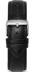 Svart läderarmband - Vincero Black Croc Silver Strap 22mm Bla-Sil-R14