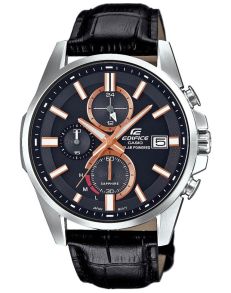Safirglas och svart läderarmband - Casio Edifice EFB-560SBL-1AVUER