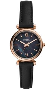 Liten boett och svart läderarmband - Fossil Carlie Mini ES4700