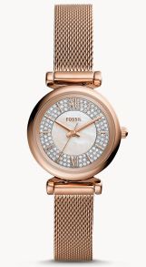 Pärlemor möter mesh och kristaller - Fossil Carlie Automatic ME3175