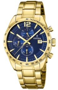 Herrur i kungligt blått och guld - Festina Gold/Blue Chrono F20266/2