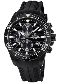 Armband i svart silikon samt extra urskiva för 24timmarsformat - Festina Chronograph F20369/1