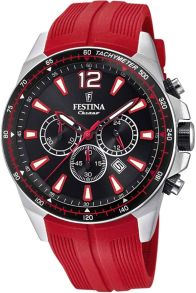 Ungdomligt fräsch med rött gummiarmband - Festina Chronograph F20376/6
