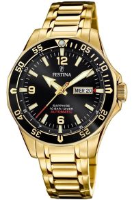 Guldfärgad stålklocka med automatiskt urverk - Festina Automatic F20479/4
