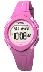 Digital sportklocka i rosa silikon och plast - Fibex Dual Time 100M Water Resist FIBEX19EN002