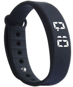 Svart armband med klocka och stegräknare - Fibex Step Counter Black FIBEXW5S02