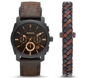 Läderarmbandet ser så underbart gammalt och gediget ut - Fossil Machine Gift Set FS5251SET