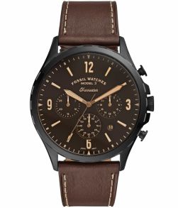 Kronograf i bruna nyanser, med extra urtavla för 24timmarsformat - Fossil Forrester Chrono FS5608