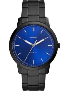 Maffigt stålarmband och en urtavla med vita detaljer på blå minimalism - Fossil The Minimalist FS5693
