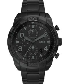 Läckert helsvart stålklocka med 50 mm bred boett - Fossil Bronson FS5712