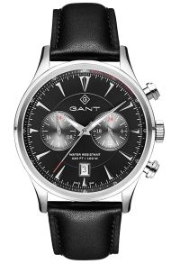 Svart läder, silverfärgat stål och många streck - Gant Spencer G135004