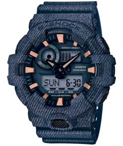 Blå klocka med hartsarmband, extra skydd mot chock och stötar - Casio G-Shock GA-700DE-2AER