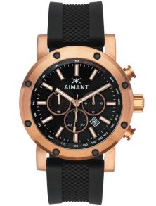 I svart och rödguld, med fet krona - Aimant OW - Rose Gold Black GOW-250SI1-1RG