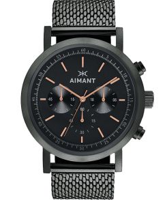 Stålklocka i svart, med kronograf - Aimant TO - Black Out GTO-220S1-11