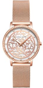 Rödguldfärgat damur med enbart mönster och glitter på urtavlan - Hannah Martin Feminine Glamour Rosegold White