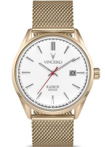 Guldfärgat mesharmband med glidlås - Vincero Mesh Matte Gold Whi-Champ-K24