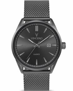 Maffig och manlig med mesharmband - Vincero Kairos Mesh Gunmetal Gun-Msh-K29