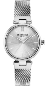 Silverfärgad stålklocka med mesharmband - Kenneth Cole New York Ladies KC50543001