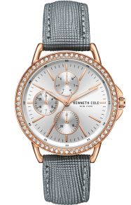 Grått läderarmband och rödguldsfärgad boett - Kenneth Cole New York Ladies KC51066003